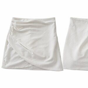 ZARA White Draped Mini Skirt – Size L